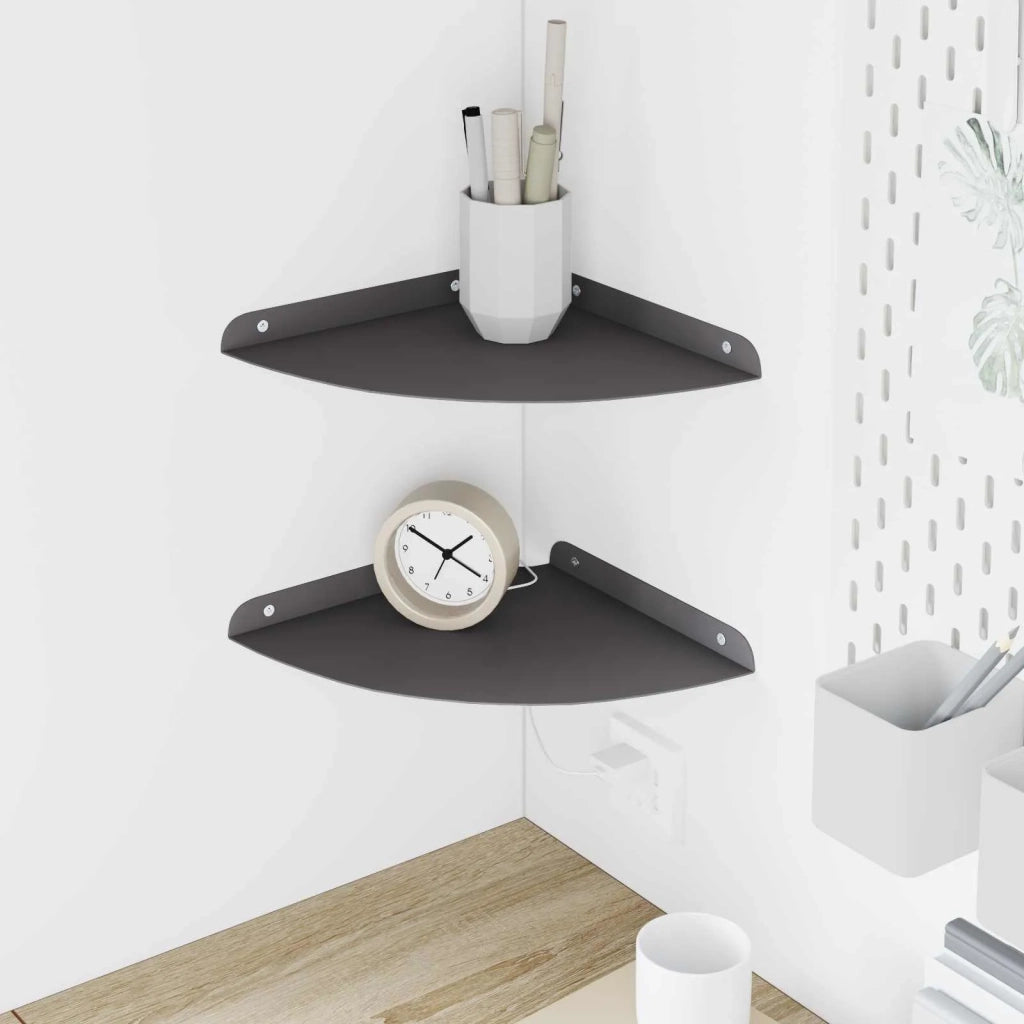 Mensola Galleggiante per Angolo 2 pcs Nero 24 x 24 x 2 cm 8004098