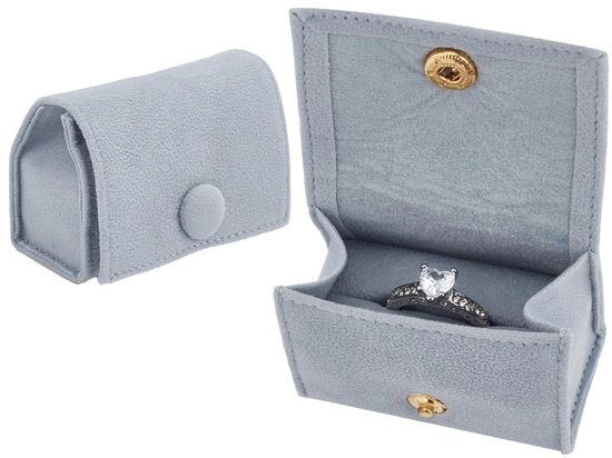 Due Borse Microfibra Portatile con Cerniera e Bottone di Chiusura - Dimensioni Compresse 6,05 x 3 cm - Borsa per Accessori