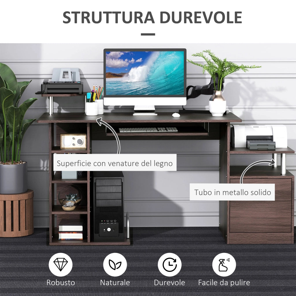 Scrivania per PC con Cassetto e Scaffale in Legno ¨C Minimal ¨C Legno