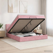 Letto Ottomano con Materasso e LED Rosa 140 x 190 cm Velluto 3457070