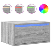 Comodino | Armadio da Notte | Mobiletto da notte a Parete con luci LED Grigio Sonoma