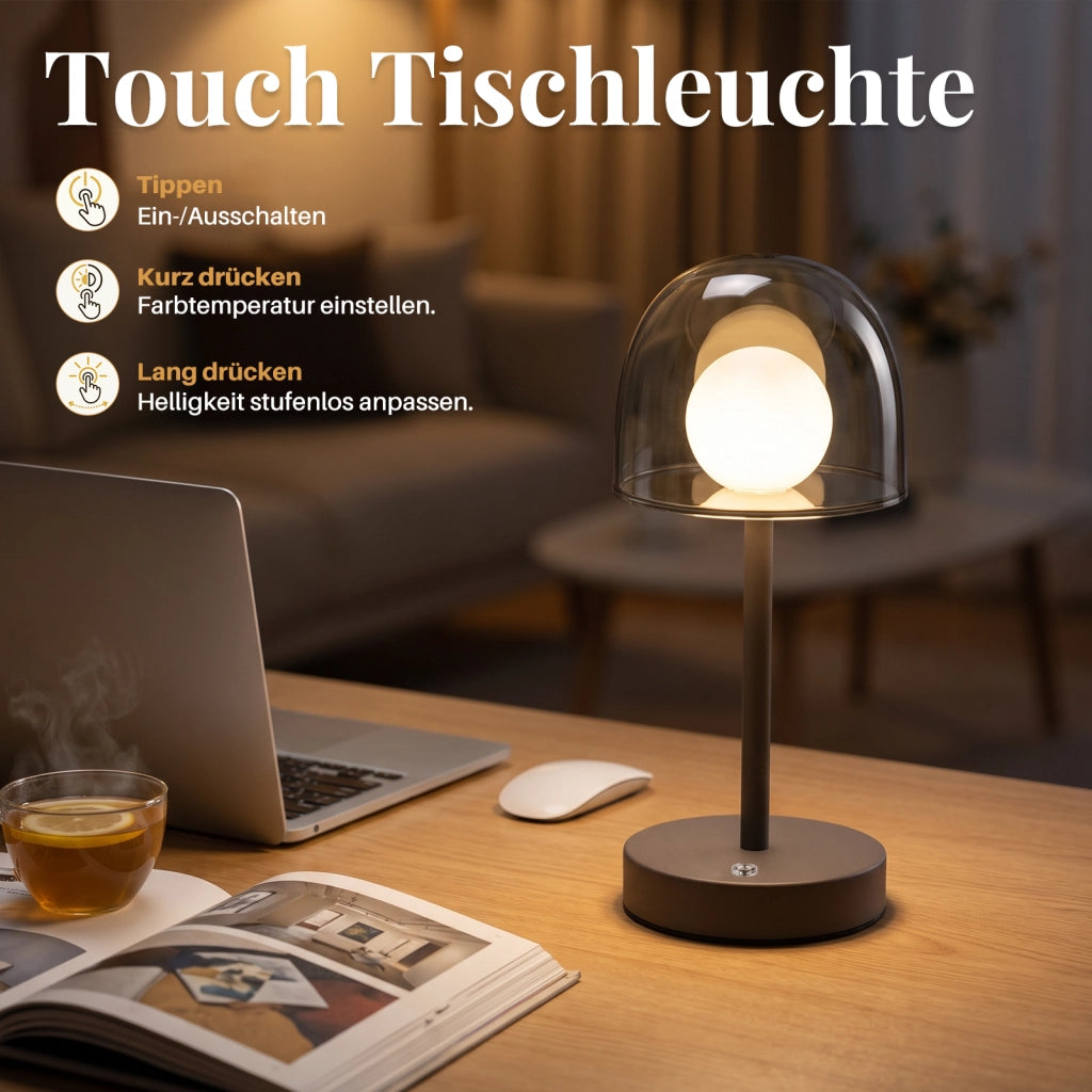 ZMH Lampada da Tavolo LED Ricaricabile Touch Dimmabile Sabbia per Camera Letto