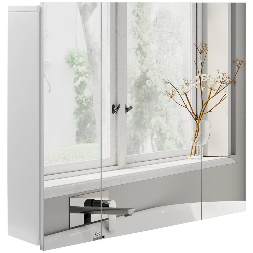 Mobile Bagno con Specchio e 3 Ante ¨C Minimal ¨C Bianco 70x15x60cm