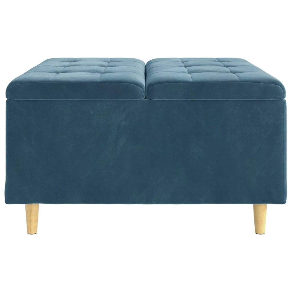 Pouf contenitore con cuscino Blu 80 x 80 x 45 cm Velluto 876839