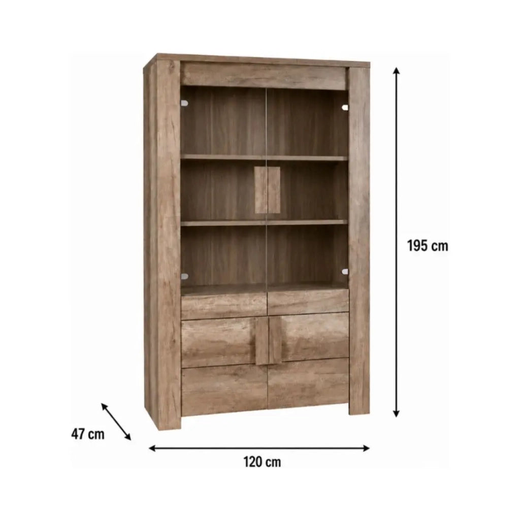 Grande vetrina 2 porte in vetro e 2 porte in legno - Collezione FARRA - quercia chiara