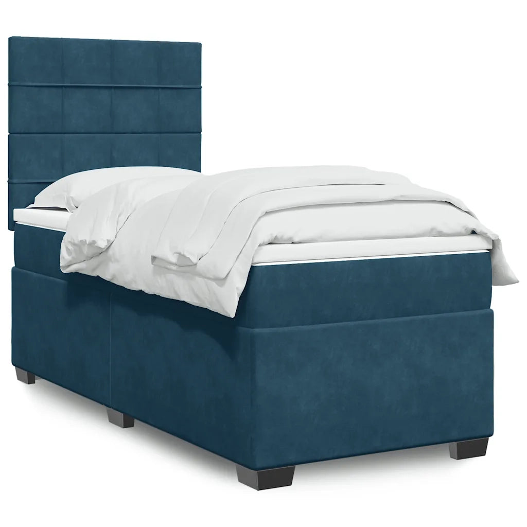 Giroletto a Molle con Materasso Blu 90x190 cm in Velluto 3293090