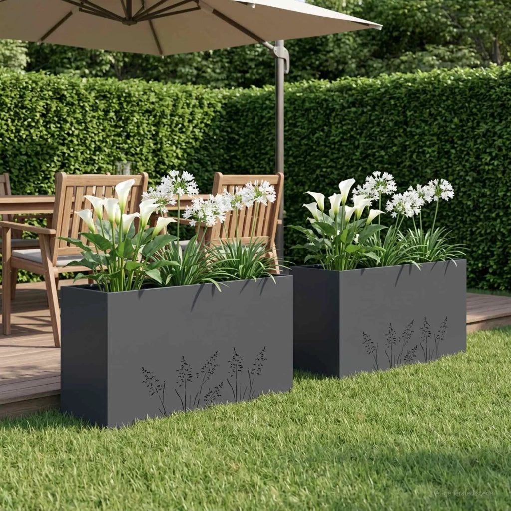 Vaso da giardino 2 pz Antracite 100 x 20 x 49 cm 8005853