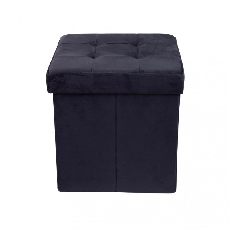 POUF CONTENITORE QUADRATO IN VELLUTO NERO