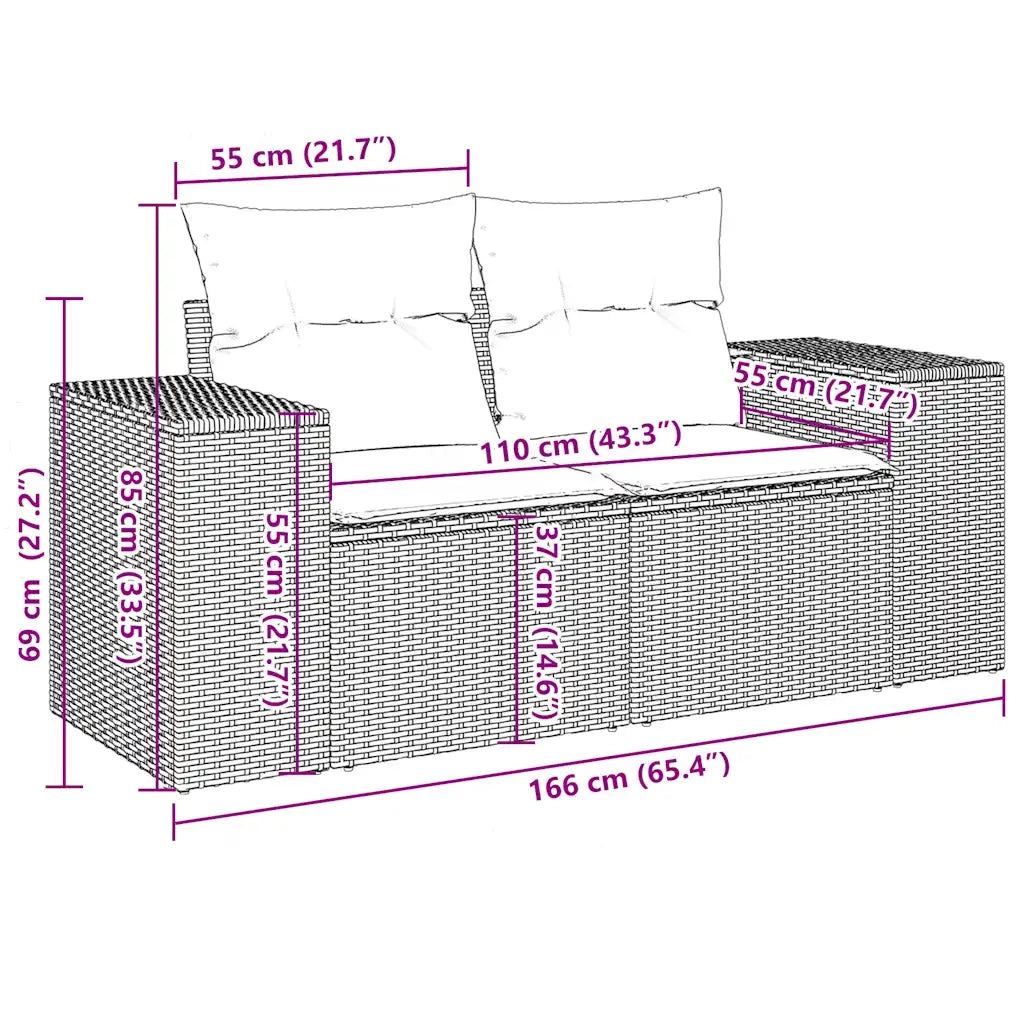 Set Divani da Giardino 11 pz con Cuscini Polyrattan Marrone 3223102