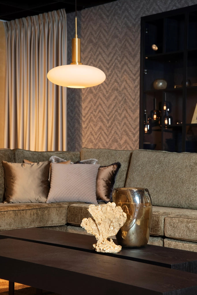 Lampada a sospensione Singala vetro bianco ottone E27