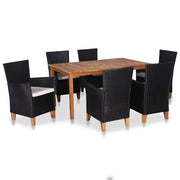Set da pranzo da giardino 7 pezzi in resina intrecciata nera e marrone 02_0014817