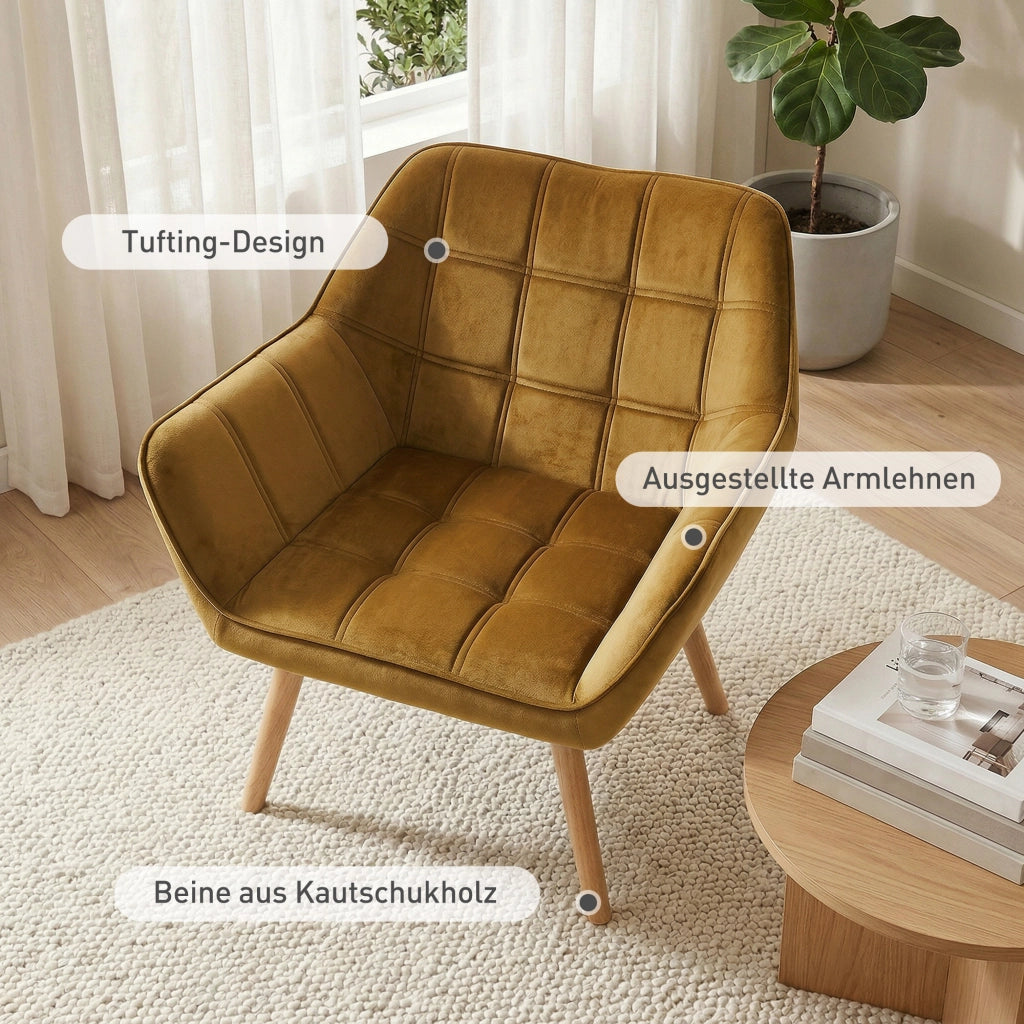 Poltrona ¨C Minimal ¨C Tessuto Velluto Giallo