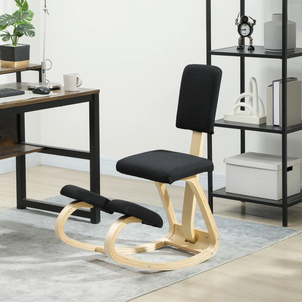 Sedia a ginocchia ergonomica in legno con schienale ¨C zephmum ¨C nero