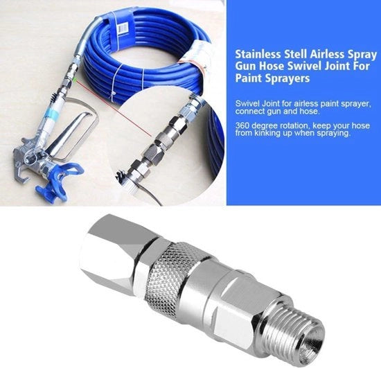 Spazzolatrice di alta pressione - Accessori - Acciaio inossidabile - Verniciare - Connettore a vite, 1/4 pollici, connettore a vite a 360 gradi - Senza aria - Adatto per diversi modelli
