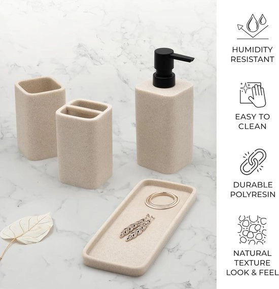 Set di accessori da bagno per regali, dispenser di sapone, piatto per sapone, 4 pezzi