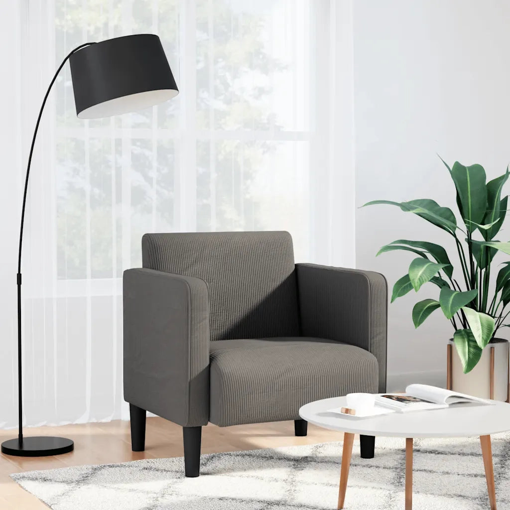 Divano Sedia con Braccioli-Poltrona-Sofa Relax Grigio Chiaro 54 cm Tessuto a Coste