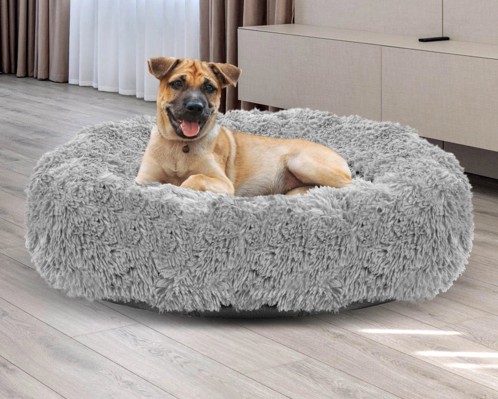Cuscino per cani AIO FACTORY Shaggy Bed grigio chiaro da 50 cm
