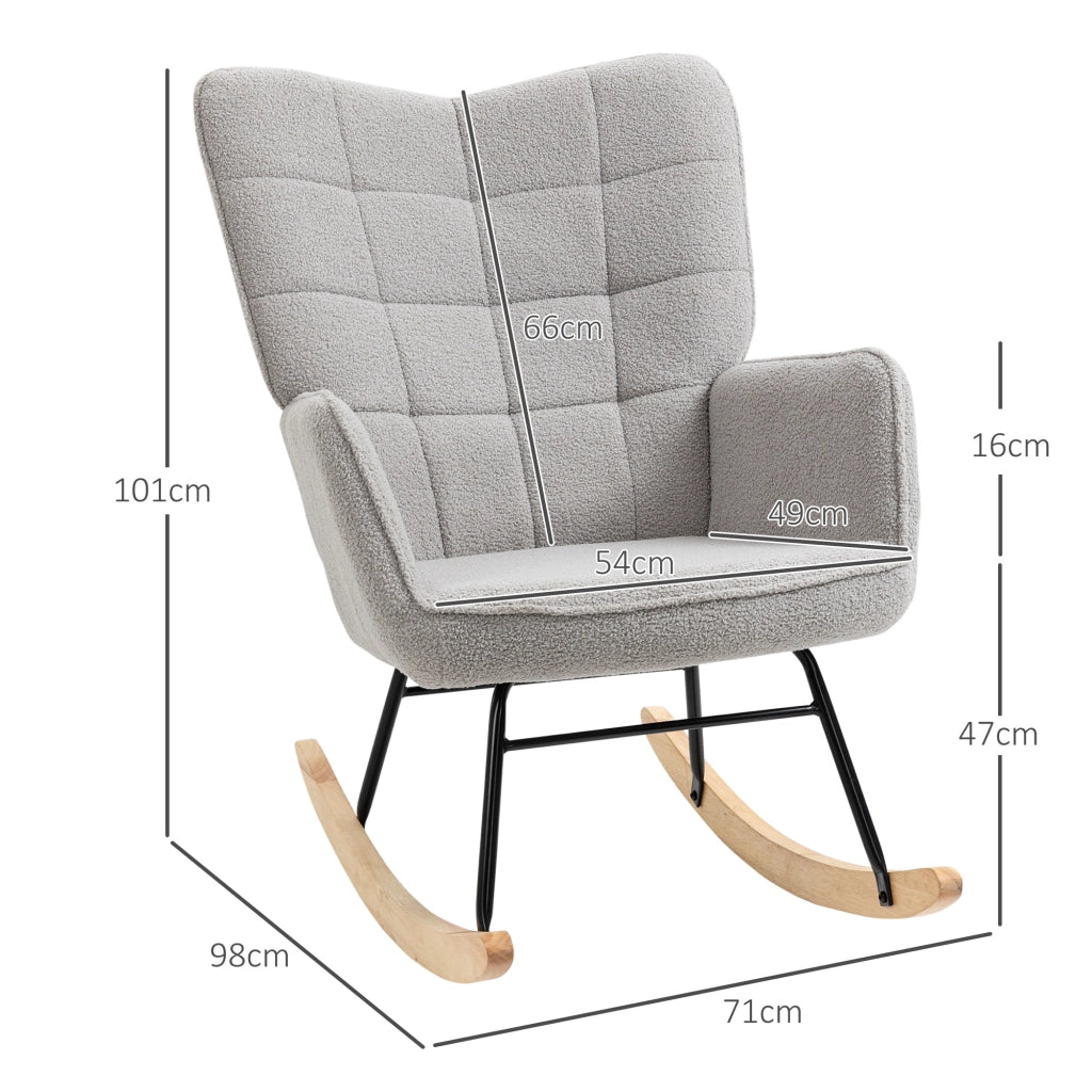 Poltrona a dondolo ¨C Minimal ¨C Boucl¨¦ grigio chiaro 71x98x101 cm