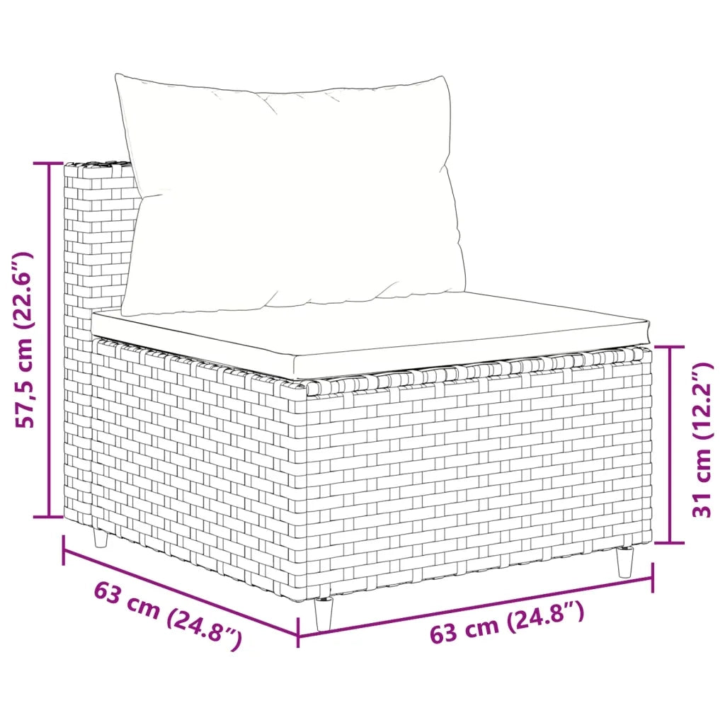 Set Divani da Giardino 10pz con Cuscini in Polyrattan Nero 3308348