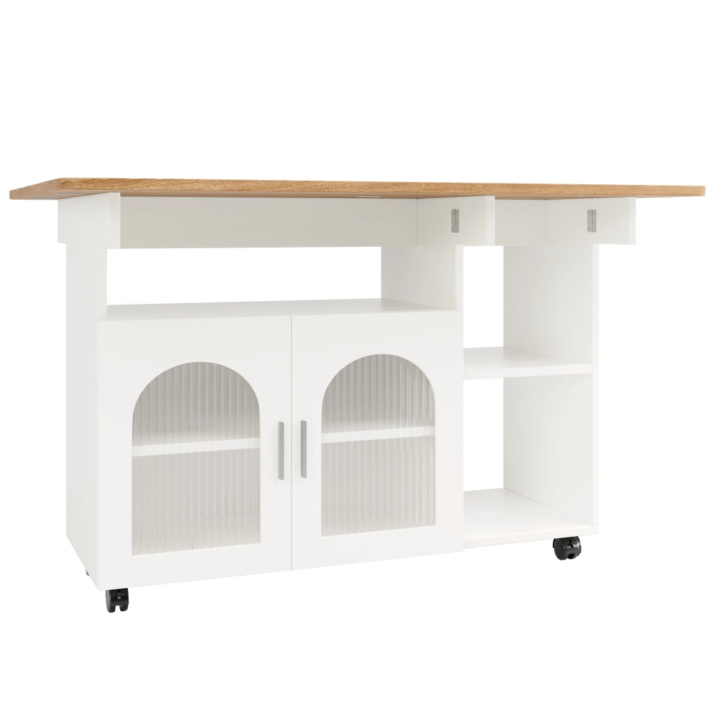 Isola Cucina Multifunzionale ¨C MINIMAL ¨C Bianco, Legno, con Ruote
