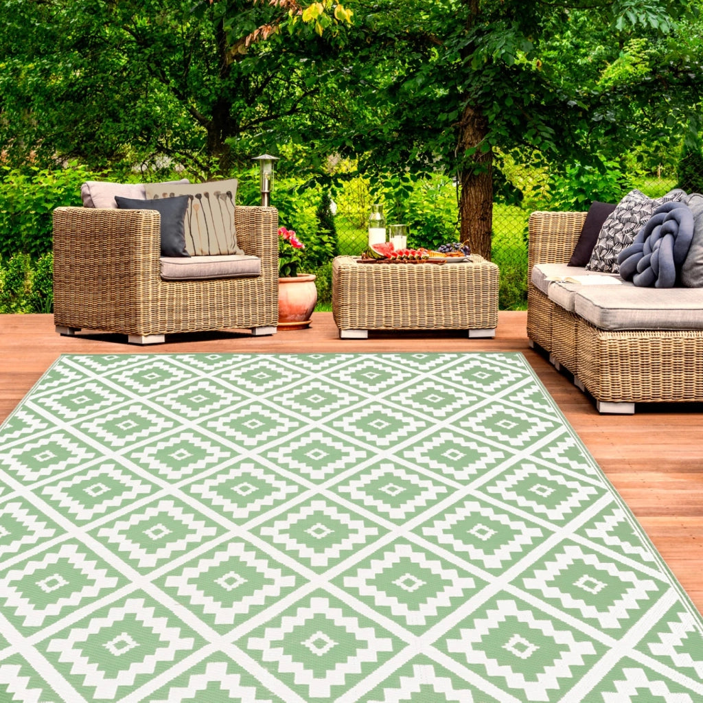IDMarket - Tappeto per esterni BAHAMAS verde salvia 270 x 370 CM