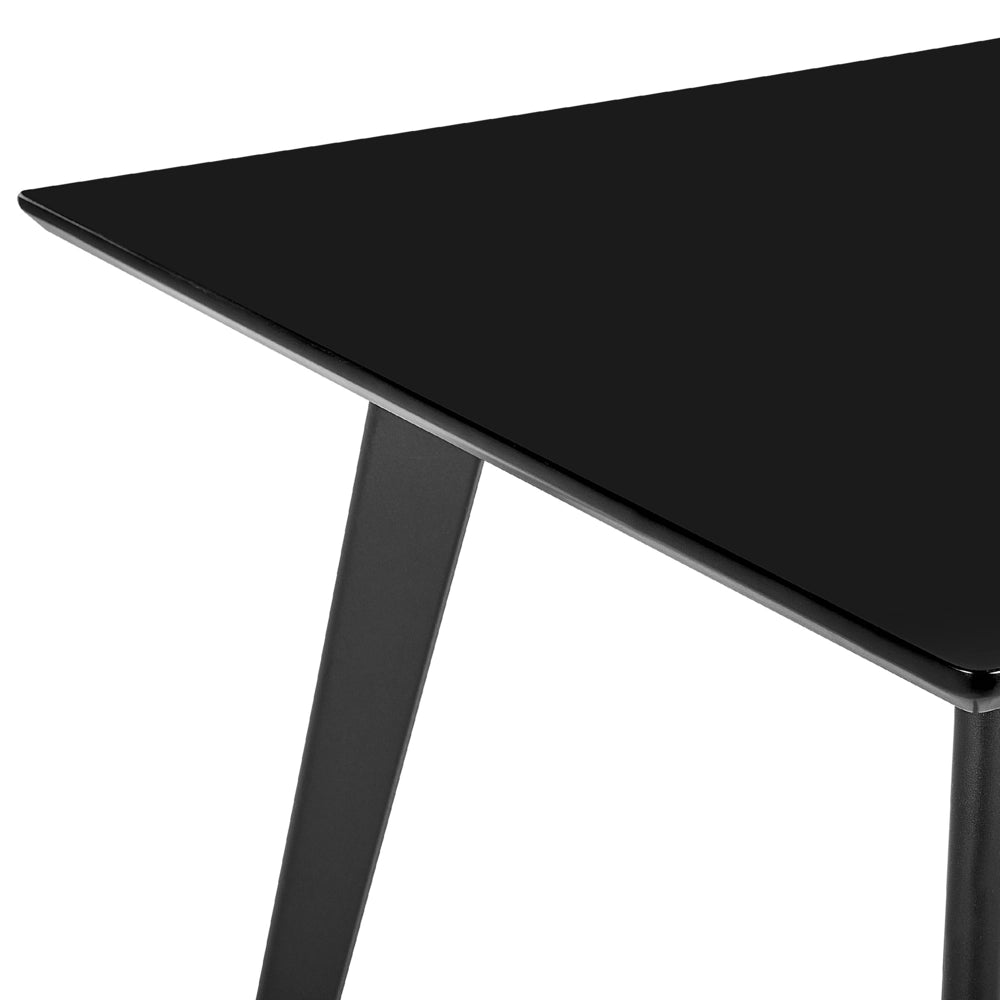 Tavolo da pranzo nero Piano d'appoggio 150 x 90 cm Gambe in metallo Tavolo da cucina tradizionale