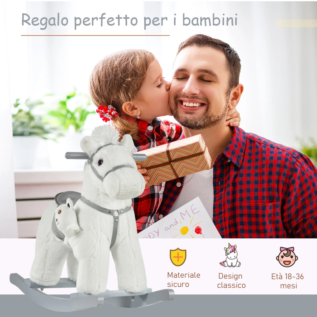 Cavallo a Dondolo per Bambini con Orsetto e Suoni ¨C Minimal ¨C 18-36 Mesi