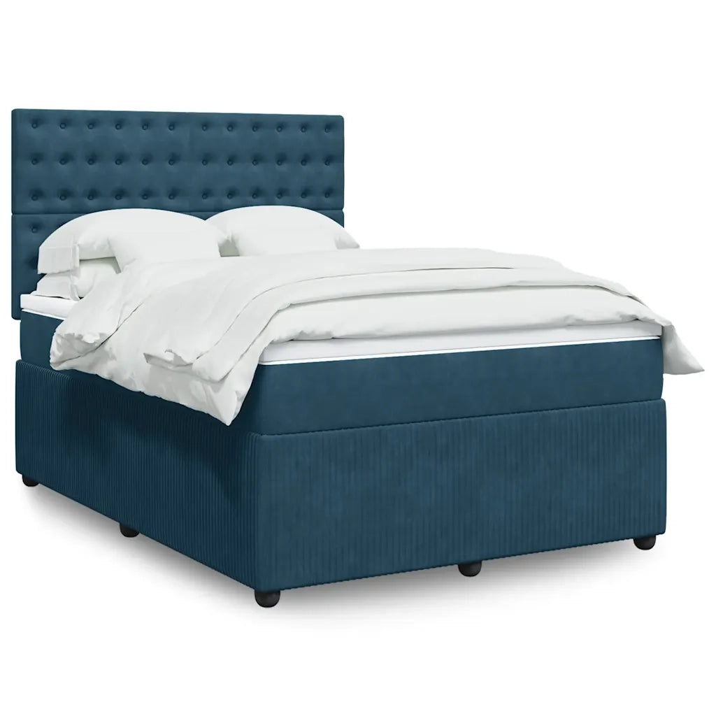 Giroletto a Molle con Materasso Blu 140x190 cm in Velluto 3294650