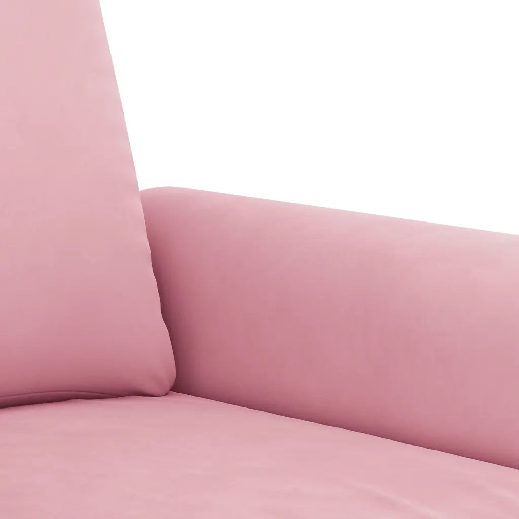 Set di Divani 3 pz con Cuscini Rosa in Velluto