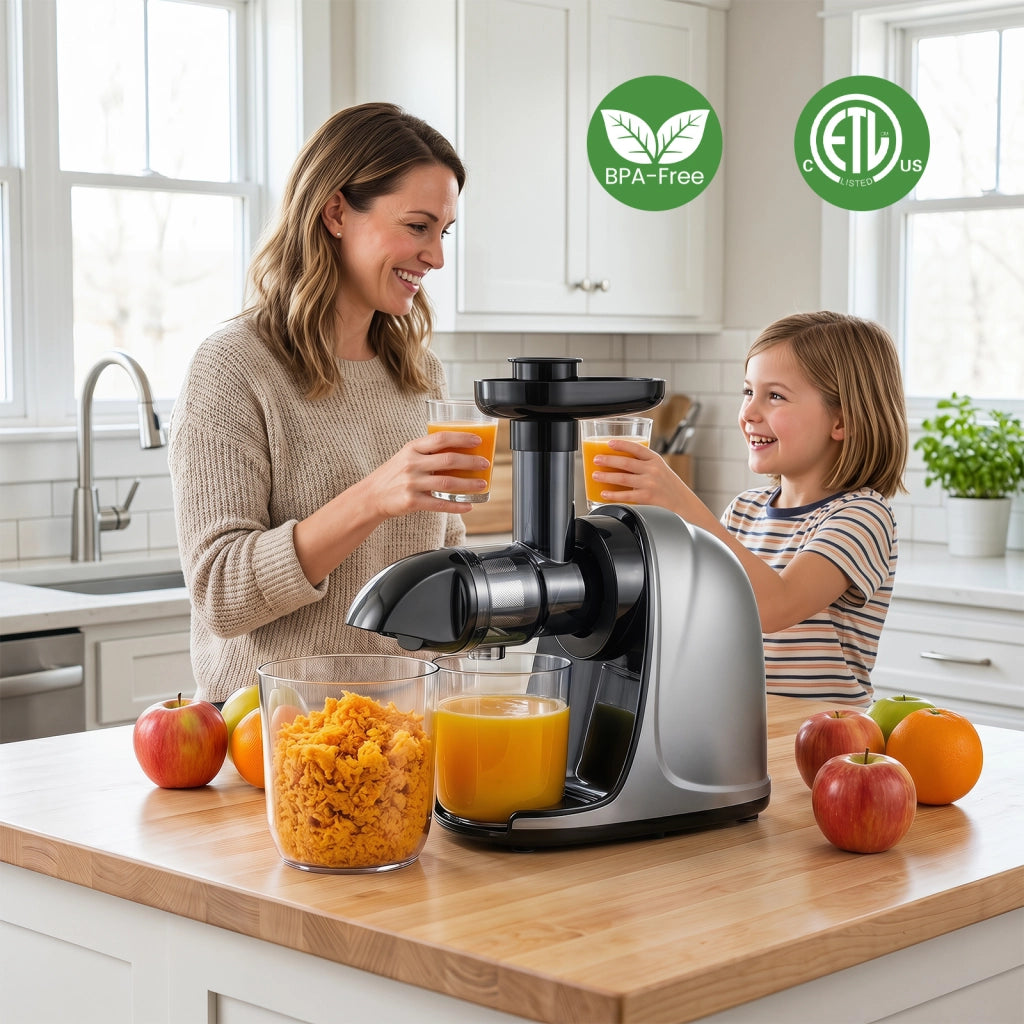 Estrattore frutta e verdura funzione inverso e motore silenzioso 60db, 150w estrattore di succo a freddo con resa del 95%
