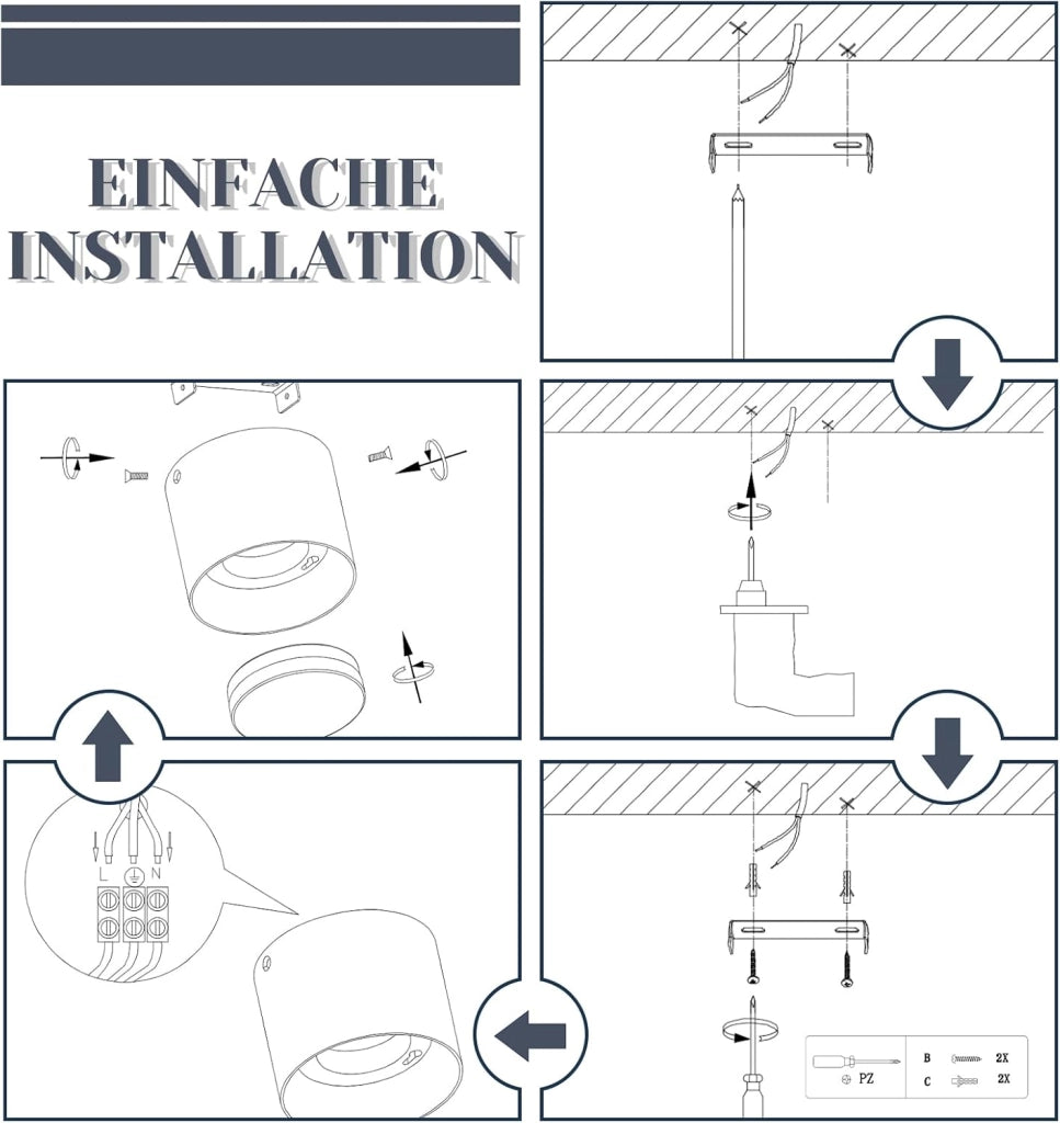 ZMH Lampada da soffitto LED nera moderna rotonda 5W per camera letto