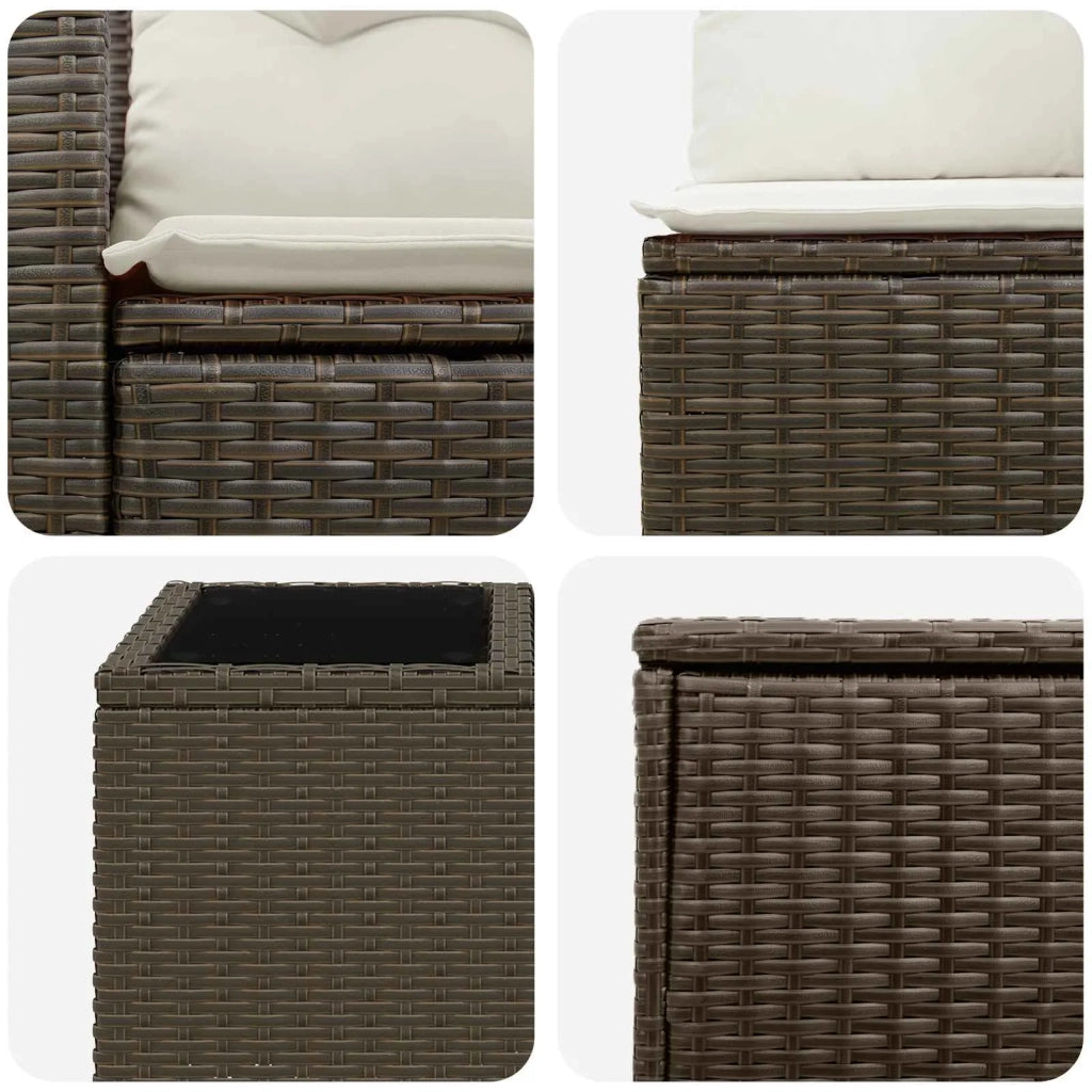 Set di divani 6 pz Marrone e Bianco Crema 3447562