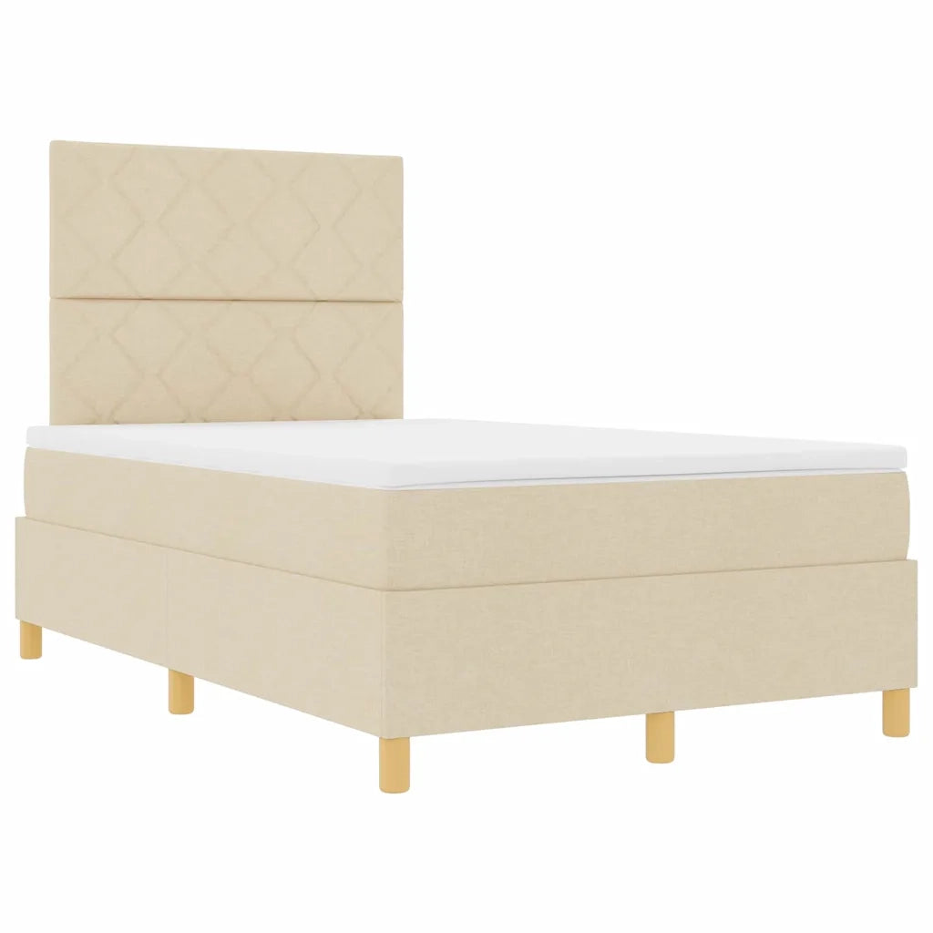 Letto a Sorgente LED con materasso Crema 120 x 190 cm Tessuto 3343164
