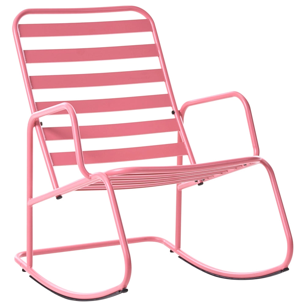 Sedia a dondolo da giardino rosa alluminio a doghe Design moderno per esterni
