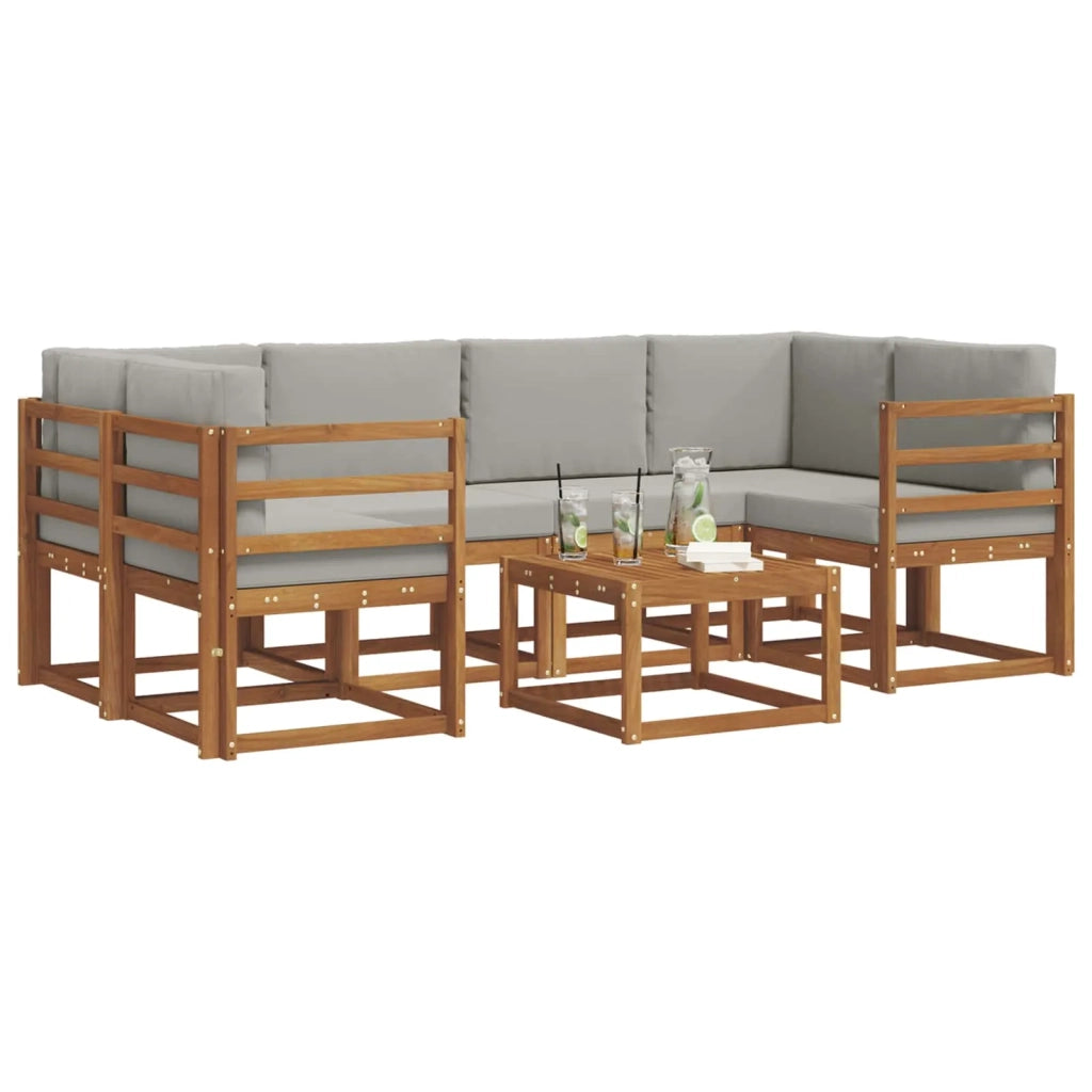 Set di divani da esterno 7 pcs Grigio Naturale e Chiaro 3366064