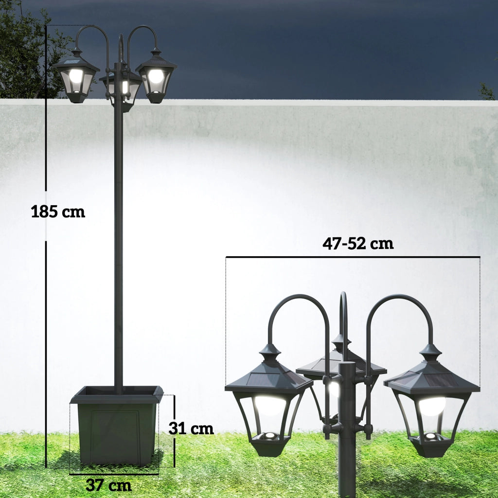 Lampada da Esterno 3 Luci con Vaso ¨C Zephmum ¨C Nero 52x52x185cm