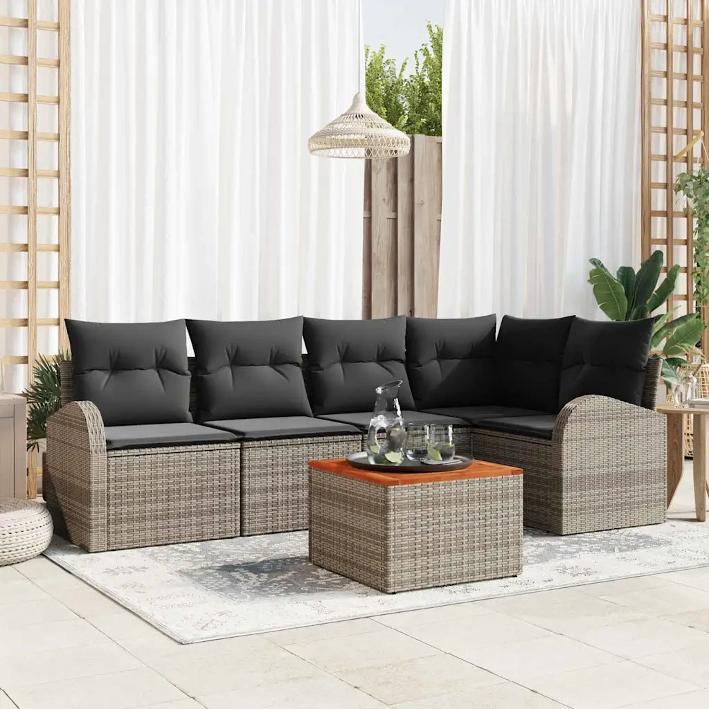 Set Divano da Giardino 6 pcs Grigio polyrattan 3356249