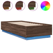 Letto singolo | Letto per adulti | Giroletto Luci LED Rovere Marrone 100x200 cm Legno Multistrato