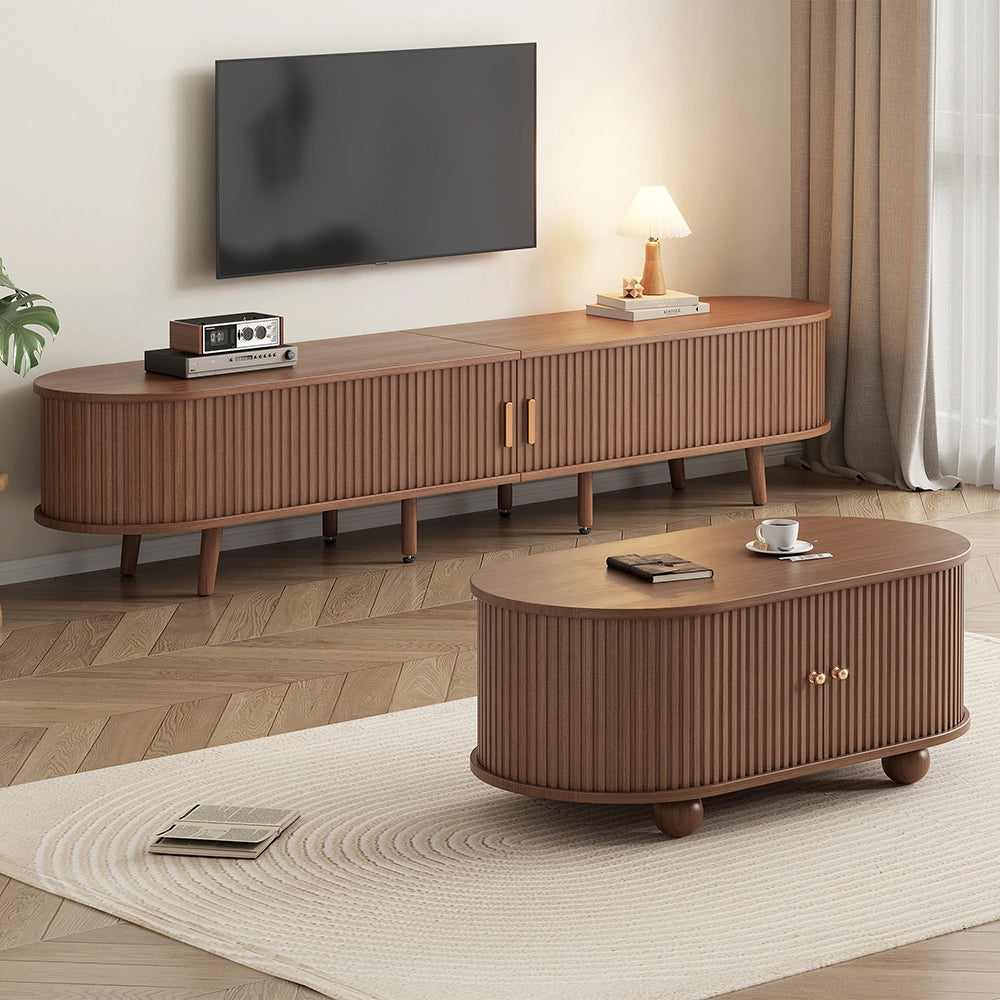 Mobile TV con tavolino - Xylo - 2 pezzi noyer MDF 100x45cm