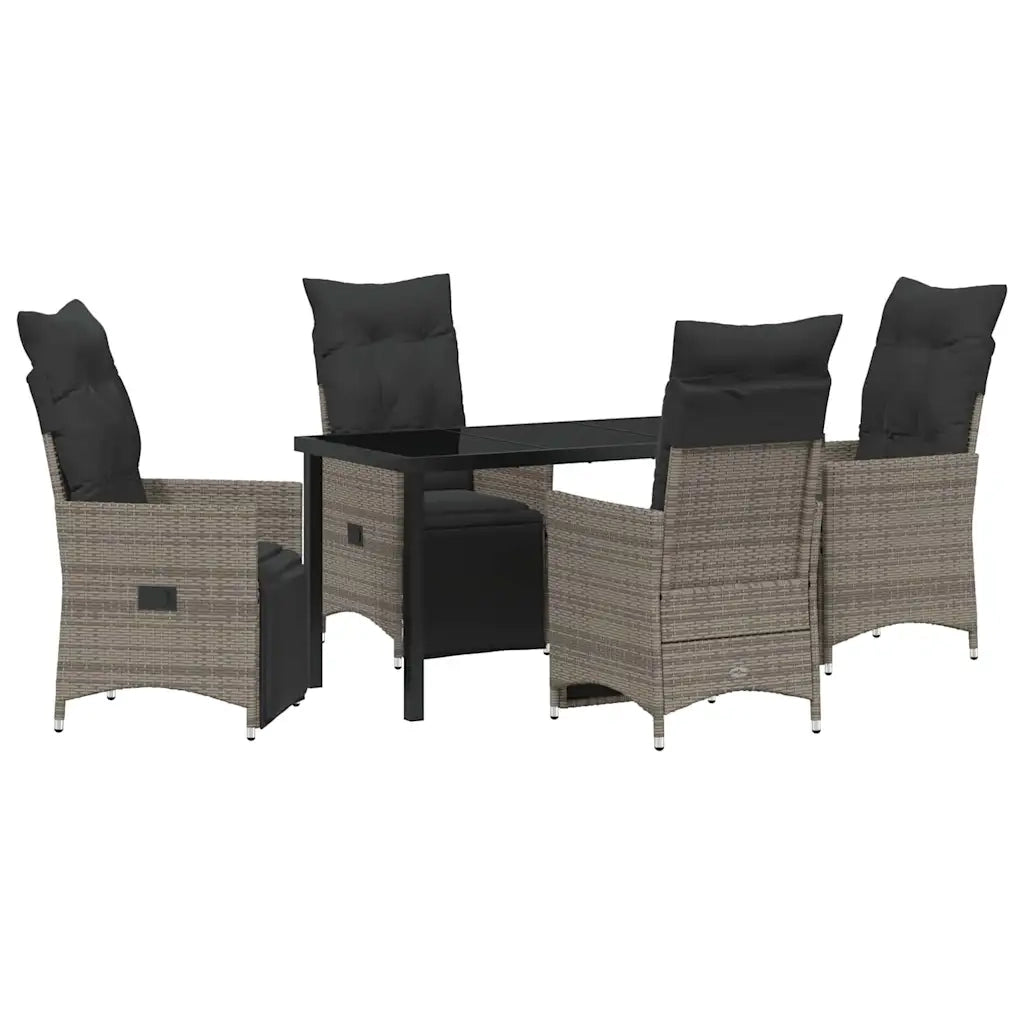 Set da Pranzo per Giardino con cuscino 5 pcs Grigio polyrattan 3379578