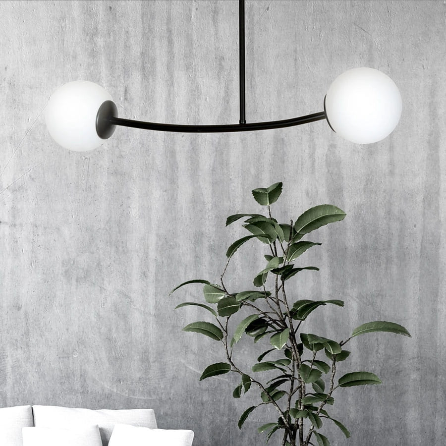 Plafoniera Emibig Halldor 2 nera/bianca 2xE14 vetro
