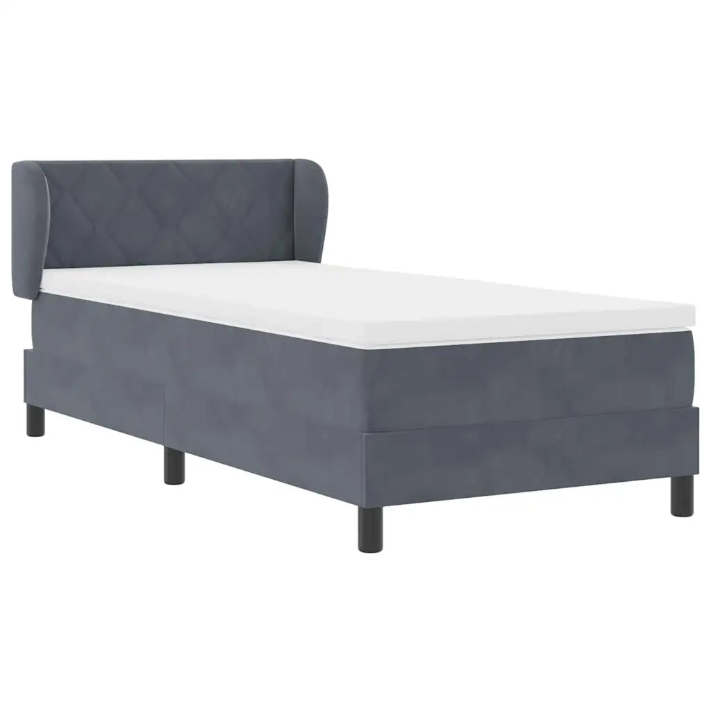 Letto a molle con testiera Grigio scuro 90 x 200 cm Velluto 3340425