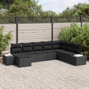 Set Divano da Giardino con cuscino 8 pcs Nero polyrattan 3347183