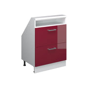 Mobile sottotetto Rion Rosso lucido/Bianco con 2 cassetti Vicco