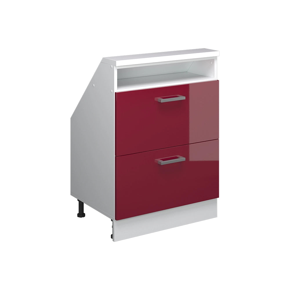 Mobile sottotetto Rion Rosso lucido/Bianco con 2 cassetti Vicco