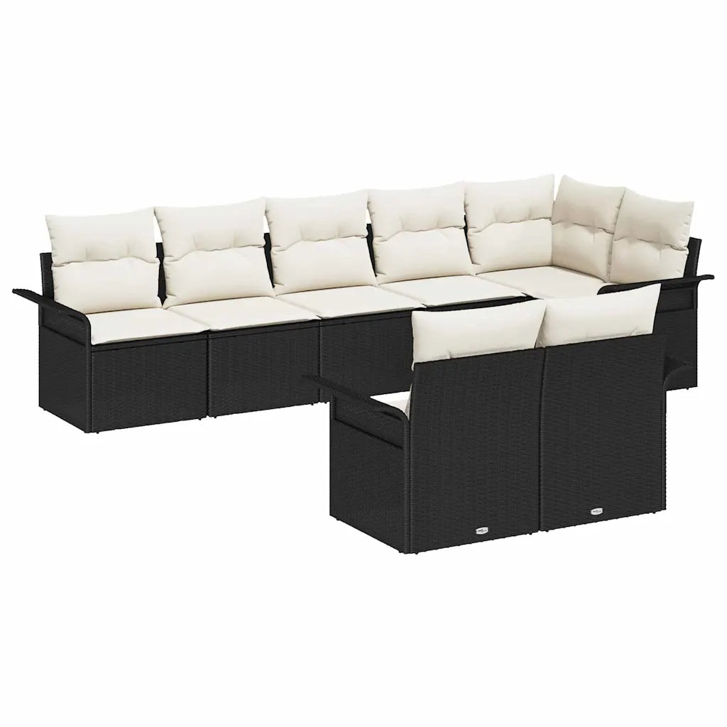 Set Divano da Giardino con cuscino 8 pcs Nero polyrattan 3345407