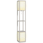 Lampada da terra moderna con 2 ripiani ¨C Xylo ¨C Nero e Bianco 26x26x156 cm