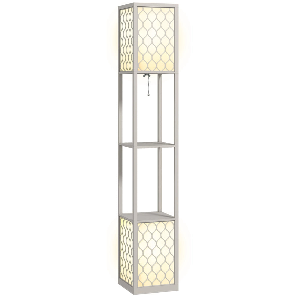 Lampada da terra moderna con 2 ripiani ¨C Xylo ¨C Nero e Bianco 26x26x156 cm