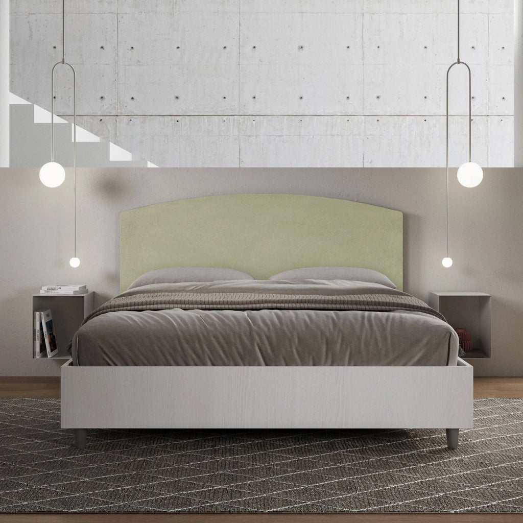 Letto Matrimoniale 160x200 cm con Rete e Contenitore Antilia Tè verde