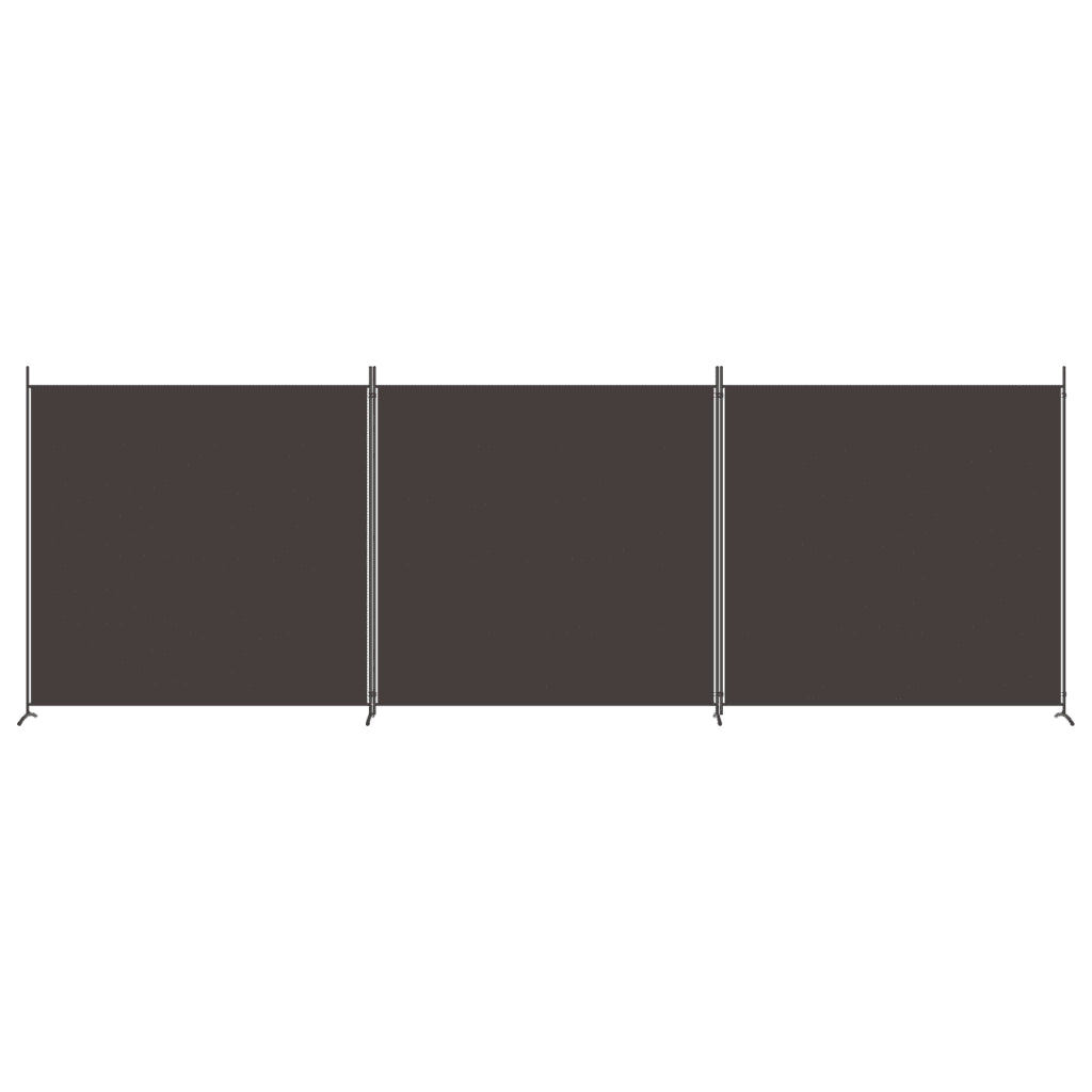 Divisorio Ambienti | Divider per stanze | Paravento a 3 Pannelli Marrone 525x180 cm in Tessuto